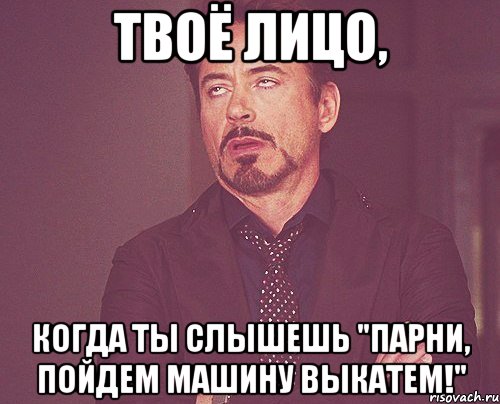 твоё лицо, когда ты слышешь "парни, пойдем машину выкатем!", Мем твое выражение лица