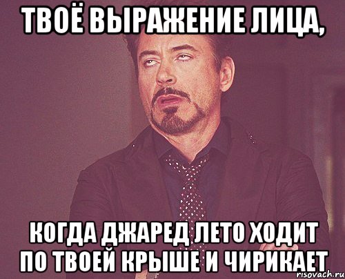 твоё выражение лица, когда джаред лето ходит по твоей крыше и чирикает, Мем твое выражение лица