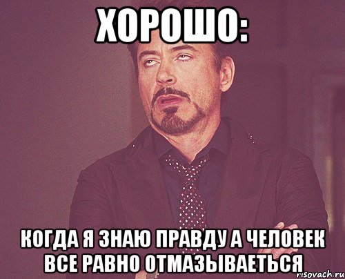 хорошо: когда я знаю правду а человек все равно отмазываеться, Мем твое выражение лица