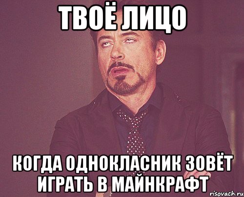 твоё лицо когда однокласник зовёт играть в майнкрафт, Мем твое выражение лица