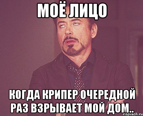 моё лицо когда крипер очередной раз взрывает мой дом.., Мем твое выражение лица
