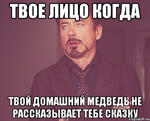 твое лицо когда твой домашний медведь не рассказывает тебе сказку, Мем твое выражение лица