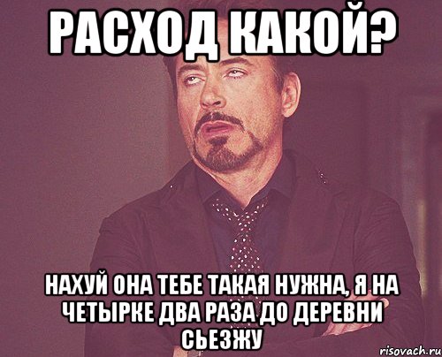 расход какой? нахуй она тебе такая нужна, я на четырке два раза до деревни сьезжу, Мем твое выражение лица