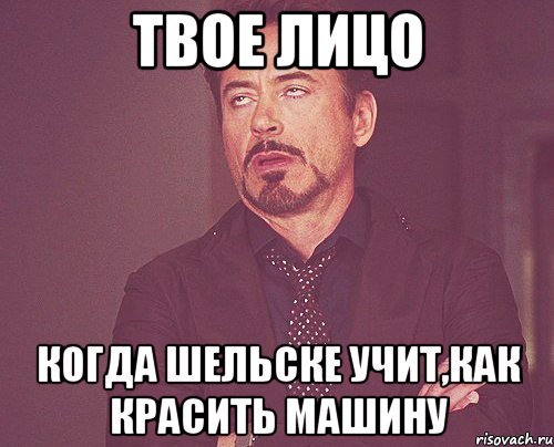 твое лицо когда шельске учит,как красить машину, Мем твое выражение лица