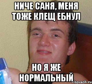 ниче саня, меня тоже клещ ебнул но я же нормальный, Мем 10 guy (Stoner Stanley really high guy укуренный парень)