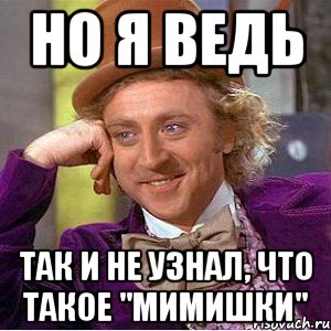 но я ведь так и не узнал, что такое "мимишки", Мем Ну давай расскажи (Вилли Вонка)