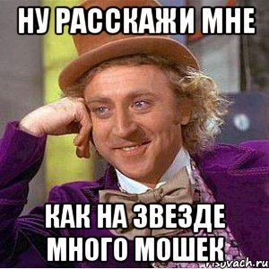 ну расскажи мне как на звезде много мошек, Мем Ну давай расскажи (Вилли Вонка)