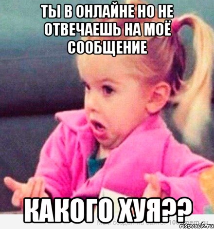 ты в онлайне но не отвечаешь на моё сообщение какого хуя??, Мем  Ты говоришь (девочка возмущается)