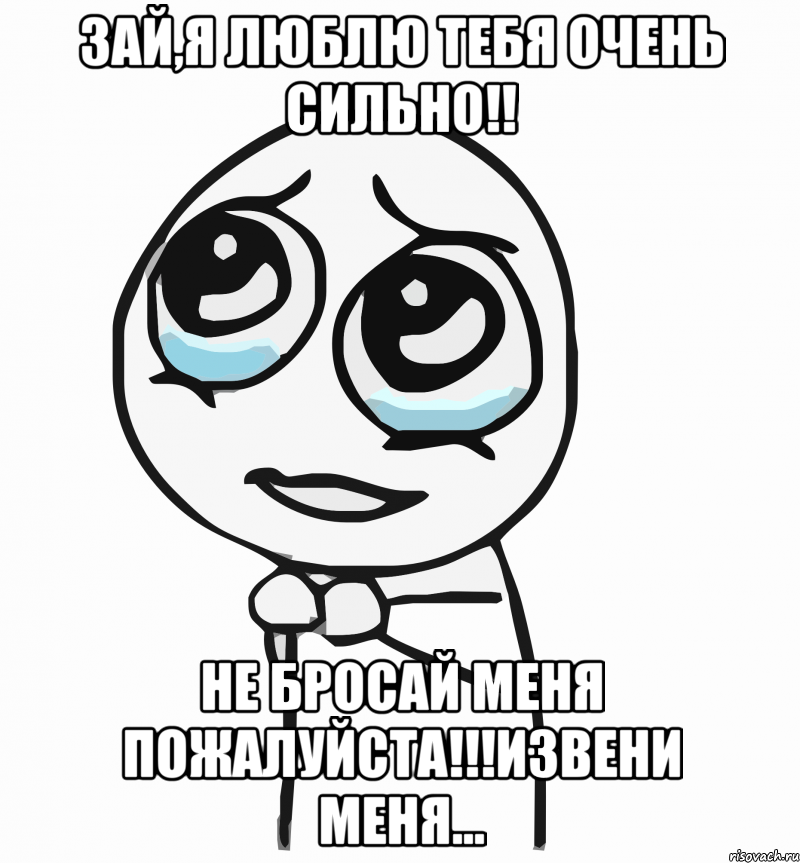 зай,я люблю тебя очень сильно!! не бросай меня пожалуйста!!!извени меня..., Мем  ну пожалуйста (please)