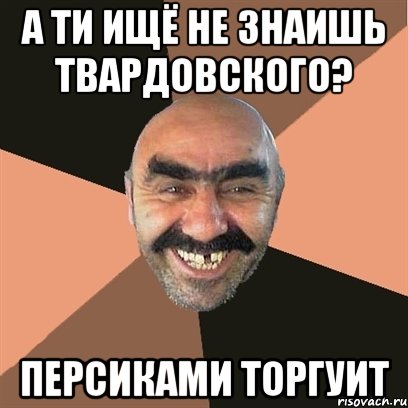 а ти ищё не знаишь твардовского? персиками торгуит, Мем Я твой дом труба шатал