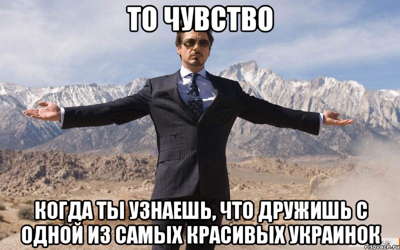 то чувство когда ты узнаешь, что дружишь с одной из самых красивых украинок, Мем железный человек