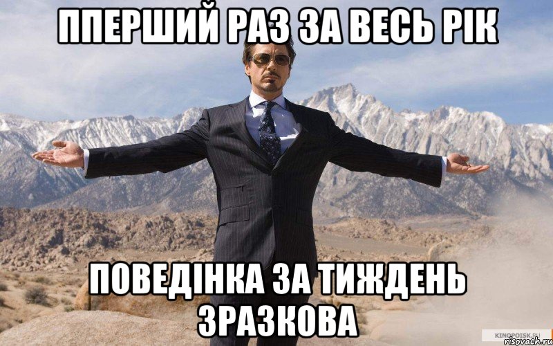 пперший раз за весь рік поведінка за тиждень зразкова, Мем железный человек