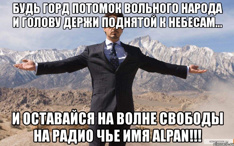 будь горд потомок вольного народа и голову держи поднятой к небесам... и оставайся на волне свободы на радио чье имя alpan!!!, Мем железный человек