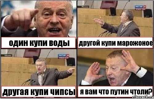 один купи воды другой купи марожоное другая купи чипсы я вам что путин чтоли?, Комикс жиреновский