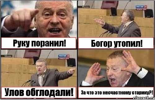 Руку поранил! Богор утопил! Улов обглодали! За что это несчастному старику?!, Комикс жиреновский