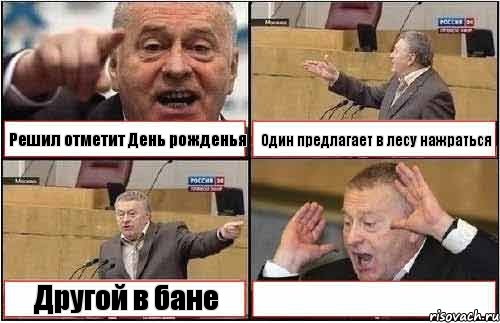 Решил отметит День рожденья Один предлагает в лесу нажраться Другой в бане , Комикс жиреновский