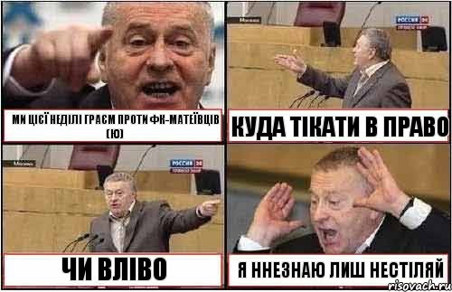 МИ ЦІЄЇ НЕДІЛІ ГРАЄМ ПРОТИ ФК-МАТЕЇВЦІВ (Ю) КУДА ТІКАТИ В ПРАВО ЧИ ВЛІВО Я ННЕЗНАЮ ЛИШ НЕСТІЛЯЙ, Комикс жиреновский