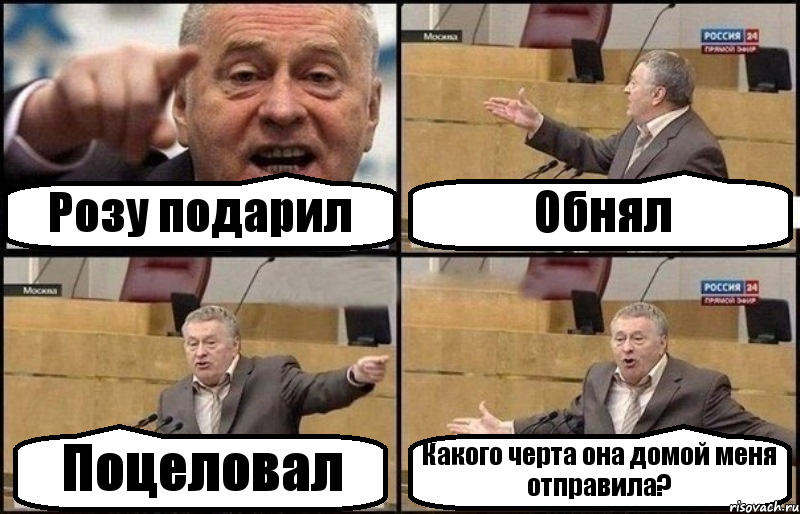 Розу подарил Обнял Поцеловал Какого черта она домой меня отправила?, Комикс Жириновский