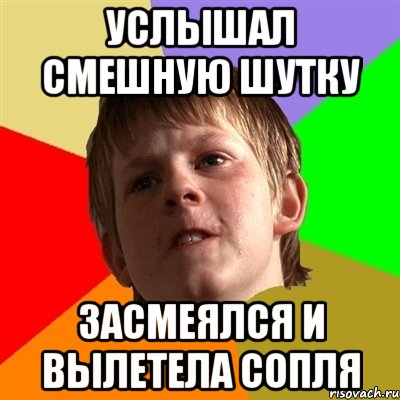 услышал смешную шутку засмеялся и вылетела сопля