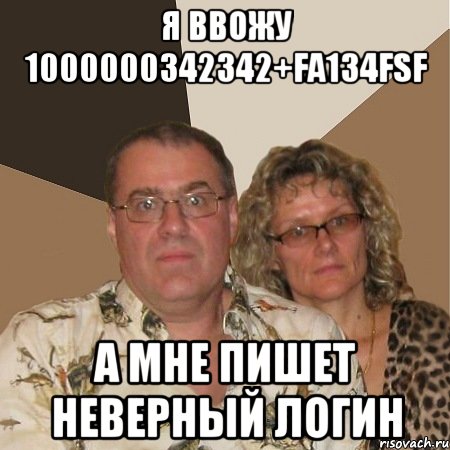 я ввожу 1000000342342+fa134fsf а мне пишет неверный логин, Мем  Злые родители