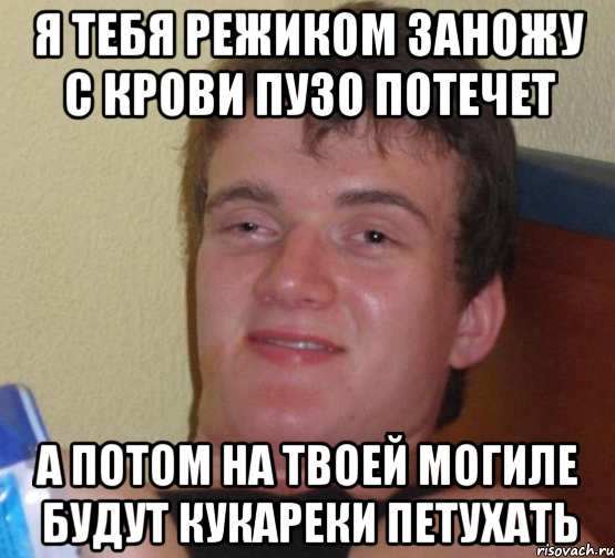 я тебя режиком заножу с крови пузо потечет а потом на твоей могиле будут кукареки петухать, Мем 10 guy (Stoner Stanley really high guy укуренный парень)