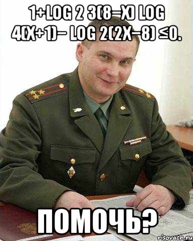 1+log 2 3(8−x) log 4(x+1)− log 2(2x−8) ≤0. помочь?, Мем 123456