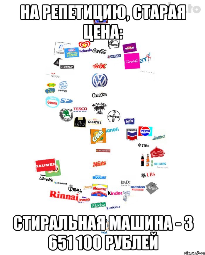 на репетицию, старая цена: стиральная машина - 3 651 100 рублей, Мем 124 на изготовку старая цена