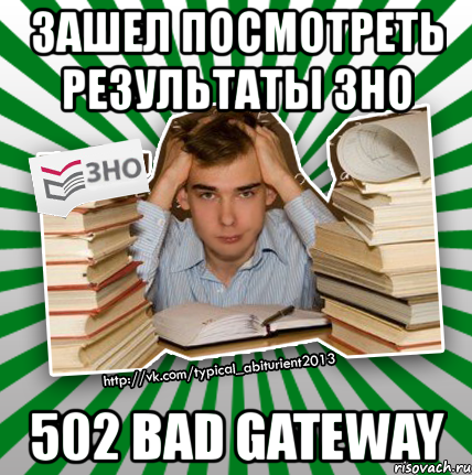 зашел посмотреть результаты зно 502 bad gateway