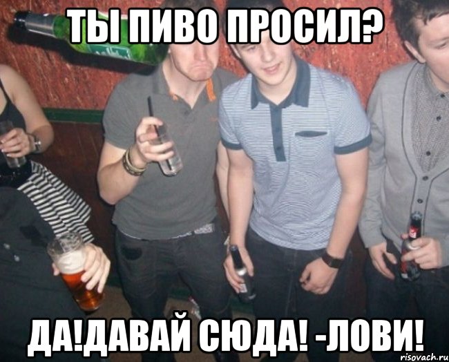 ты пиво просил? да!давай сюда! -лови!, Мем 267