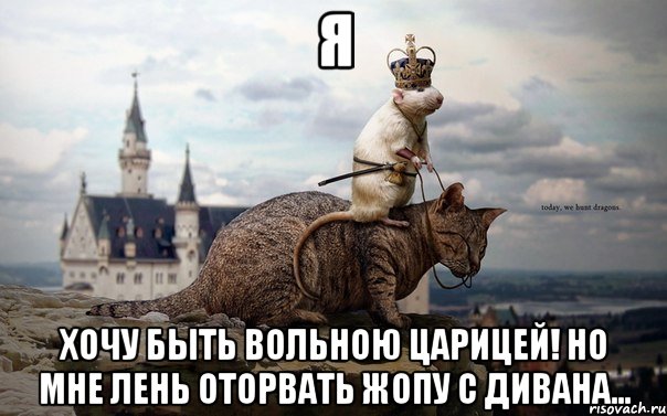я хочу быть вольною царицей! но мне лень оторвать жопу с дивана..., Мем 777