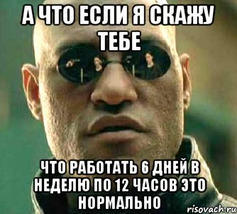 а что если я скажу тебе что работать 6 дней в неделю по 12 часов это нормально, Мем  а что если я скажу тебе