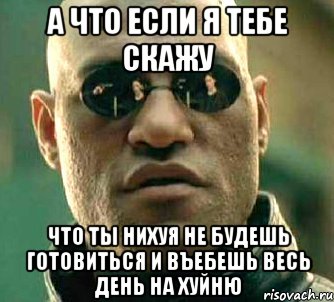 а что если я тебе скажу что ты нихуя не будешь готовиться и въебешь весь день на хуйню, Мем  а что если я скажу тебе