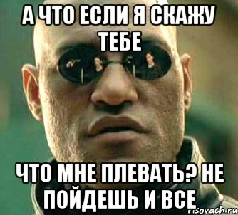 а что если я скажу тебе что мне плевать? не пойдешь и все, Мем  а что если я скажу тебе