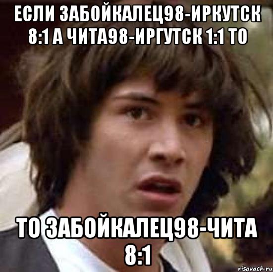 если забойкалец98-иркутск 8:1 а чита98-иргутск 1:1 то то забойкалец98-чита 8:1, Мем А что если (Киану Ривз)