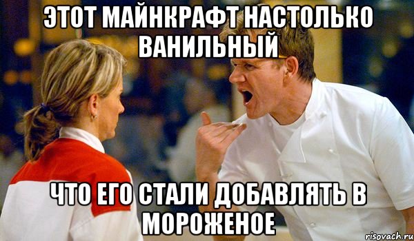 этот майнкрафт настолько ванильный что его стали добавлять в мороженое, Мем Адская кухня