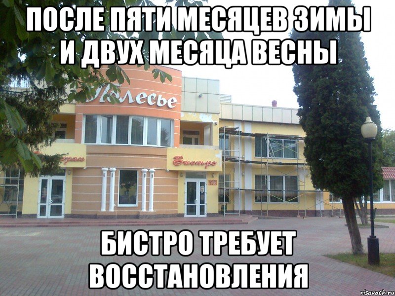 после пяти месяцев зимы и двух месяца весны бистро требует восстановления, Мем бистро