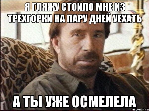 я гляжу стоило мне из трехгорки на пару дней уехать а ты уже осмелела