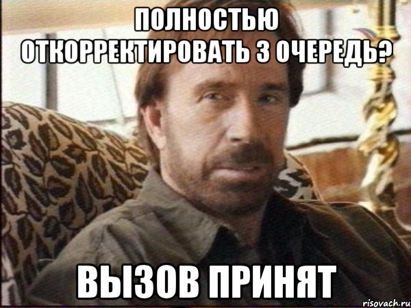 полностью откорректировать 3 очередь? вызов принят