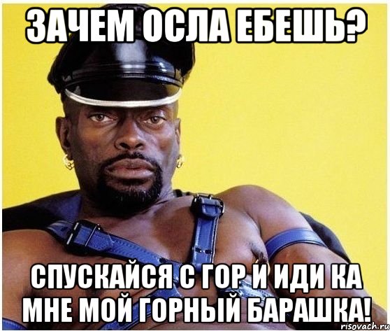 зачем осла ебешь? спускайся с гор и иди ка мне мой горный барашка!, Мем Черный властелин