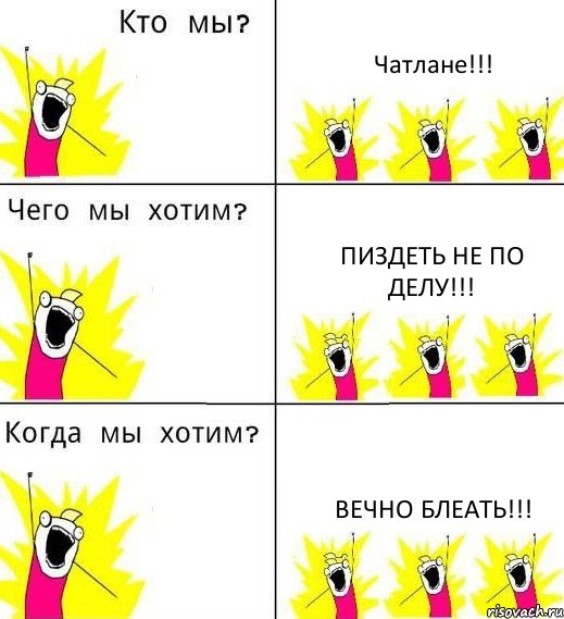 Чатлане!!! Пиздеть не по делу!!! Вечно блеать!!!, Комикс Что мы хотим