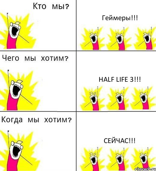 Геймеры!!! Half Life 3!!! Сейчас!!!, Комикс Что мы хотим