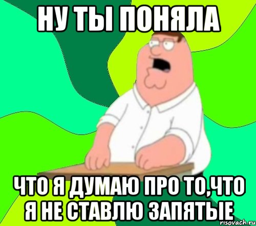 ну ты поняла что я думаю про то,что я не ставлю запятые, Мем  Да всем насрать (Гриффин)