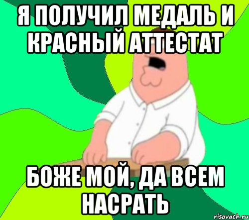 я получил медаль и красный аттестат боже мой, да всем насрать, Мем  Да всем насрать (Гриффин)