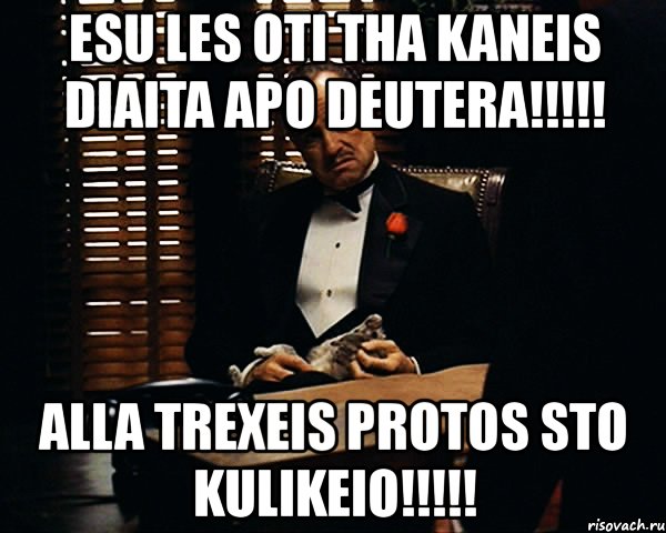 esu les oti tha kaneis diaita apo deutera!!! alla trexeis protos sto kulikeio!!!, Мем Дон Вито Корлеоне