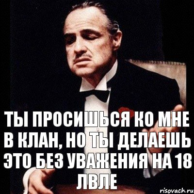 ты просишься ко мне в клан, но ты делаешь это без уважения на 18 лвле