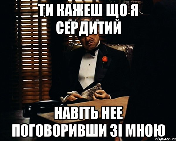 ти кажеш що я сердитий навіть нее поговоривши зі мною, Мем Дон Вито Корлеоне