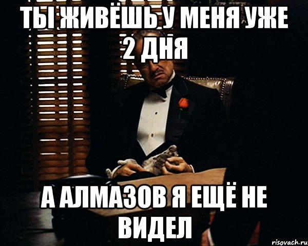 ты живёшь у меня уже 2 дня а алмазов я ещё не видел, Мем Дон Вито Корлеоне