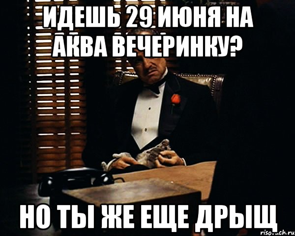 идешь 29 июня на аква вечеринку? но ты же еще дрыщ, Мем Дон Вито Корлеоне