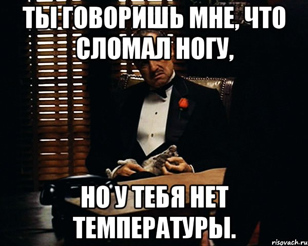 ты говоришь мне, что сломал ногу, но у тебя нет температуры., Мем Дон Вито Корлеоне