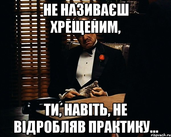 не називаєш хрещеним, ти, навіть, не відробляв практику..., Мем Дон Вито Корлеоне